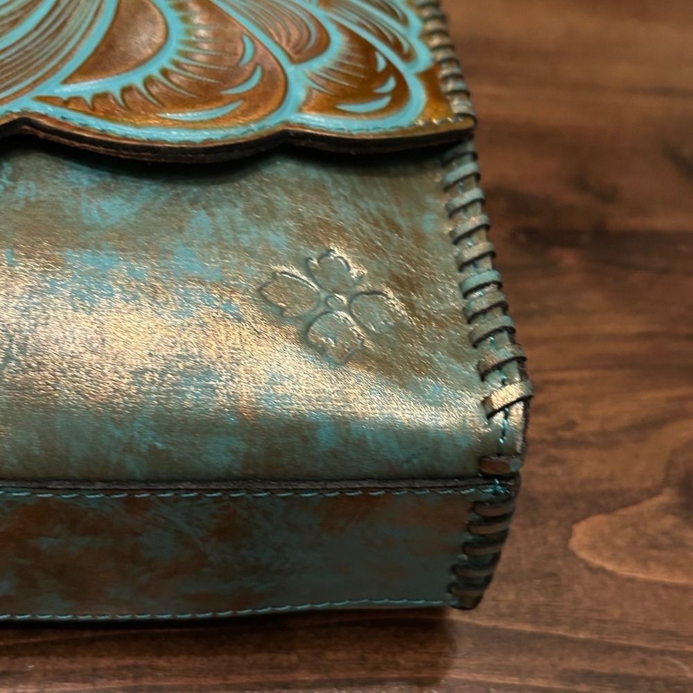Patricia Nash Crossbody Bag Purse Turquoise Leather Western Boho Artisan Rustic - Picture 3 of 10